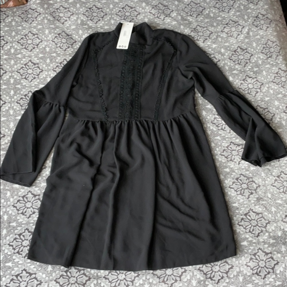 NWT Boohoo Boho Crochet Wide Sleeve Smocked Dress